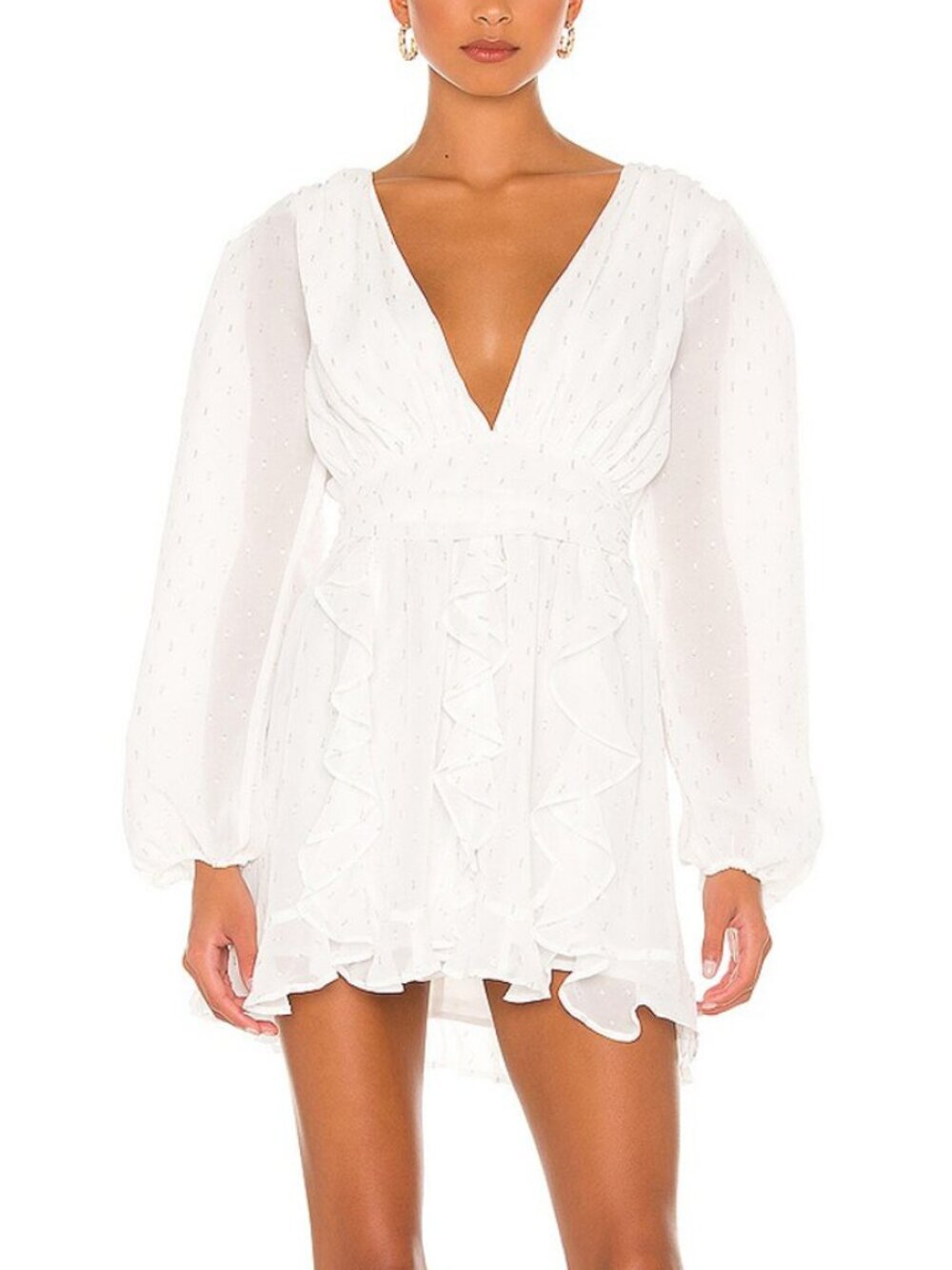 NBD Anya Mini Dress in White Silver Metallic Size XS